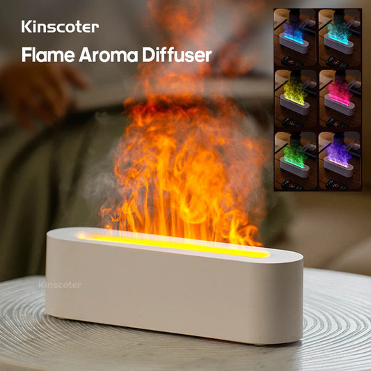 Difusor de Aroma Ultrassônico Com Fogo Realista E Luz Noturna